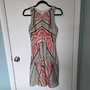 Green And Orange Patterned Swing Dress